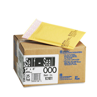 Jiffylite Self-seal Bubble Mailer, #000, Barrier Bubble Lining, Self-adhesive Closure, 4 X 8, Golden Brown Kraft, 25/carton Jiffylite Self-seal Bubble Mailer, #000, Barrier Bubble Lining, Self-adhesive Closure, 4 X 8, Golden Brown Kraft, 25/carton