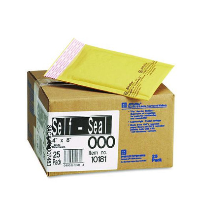 Jiffylite Self-seal Bubble Mailer, #000, Barrier Bubble Lining, Self-adhesive Closure, 4 X 8, Golden Brown Kraft, 25/carton