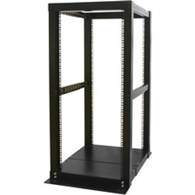 StarTech.com 25U Adjustable Depth 4 Post Open Frame Server Rack Cabinet - 25U Rack Height x 23" Rack Width x 39.30" Rack Depth - Black - Steel - 992.08 lb Maximum Weight Capacity - TAA Compliant