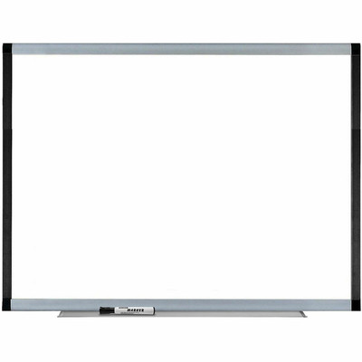 Lorell Signature Series Magnetic Dry-erase Markerboard - 48" (4 ft) Width x 36" (3 ft) Height - Porcelain Surface - Silver, Ebony Frame - Magnetic - Grid Pattern - 1 Each