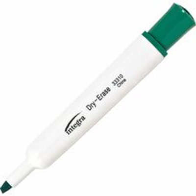 Integra Chisel Point Dry-erase Markers - Chisel, Bold Marker Point - Green Ink - Fiber Tip - Writing - 12 / Box