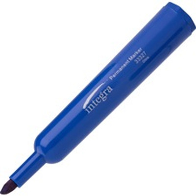 Integra Permanent Chisel Markers - Chisel Marker Point - Blue Ink - 1 Dozen