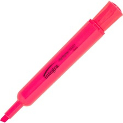 Integra Chisel Desk Liquid Highlighters - Chisel Marker Point - Fluorescent Pink Ink - 1 Dozen