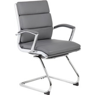 Boss B9479 CaressoftPlus Guest Executive Chair - Gray Seat Color - Vinyl Seat Material - Gray Back Color - High Back - Cantilever Base - 1 Each