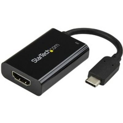 StarTech.com USB-C to HDMI Video Adapter with USB Power Delivery - 4K 60Hz - 1 x 24-pin Type C USB 3.0 USB Male - 1 x 19-pin HDMI Digital Audio/Video Female, 1 x 24-pin Type C USB 3.0 USB Female - 4096 x 2160 Supported - Black - 1 Each