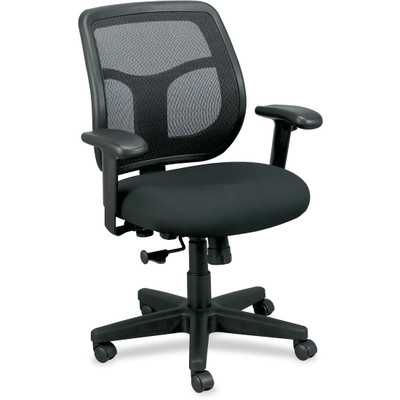Eurotech Apollo Mid-back - Black Seat Color - Vinyl, Fabric Seat Material - Mid Back - 5-star Base - 1 Each