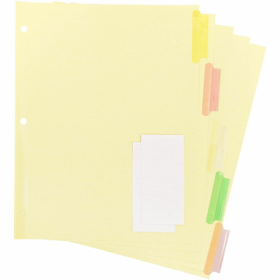 Business Source Insertable Tab Ring Binder Indexes - 5 Blank Tab(s) - 2" Tab Width - 8.5" Divider Width x 11" Divider Length - Letter - 3 Hole Punched - Multicolor Tab(s) - Tear Resistant, Reinforced Edges, Punched, Insertable Tab - 50 / Box