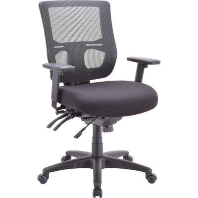 Eurotech apollo II Mid Back Multifunction Chair - Black Seat Color - Fabric Seat Material - Black Back Color - High Back - 5-star Base - 1 Each