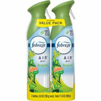 Febreze Air Freshener Spray - Spray - 8.8 fl oz (0.3 quart) - Gain Original - Odor Neutralizer, VOC-free - 2/Pack - 6 / Carton