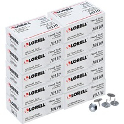 Lorell 5/16" Long Thumb Tacks - 0.31" Shank - 0.37" Head - for Schedule, Wall - Silver - Nickel Plated Steel - 100/Pack - 10 / Box