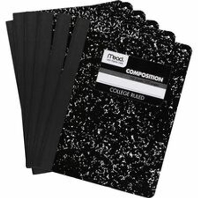 Mead Composition Book - Sewn - 7 1/2" x 9 3/4" Sheet Size - White Paper - Black Marble Cover - 12 / Carton