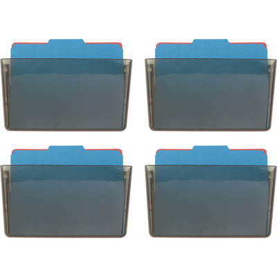 Officemate Mountable Wall File - 7" Height x 13" Width x 4.12" Depth - Smoke - Plastic - 4 / Carton