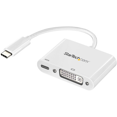 StarTech.com USB-C to DVI Adapter with USB Power Delivery - 1920 x 1200 - White - USB Type C - 1 x DVI, 1 x DVI-I, DVI - 1920 x 1200 Supported - White - 1 Each