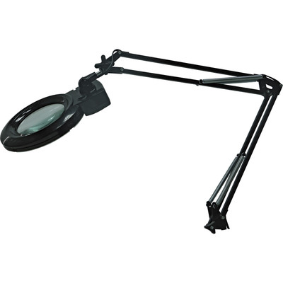 Lorell LED Magnifying Lamp - 35" Height x 3.5" Width - 9.40 W LED Bulb - Glass, Metal - Black