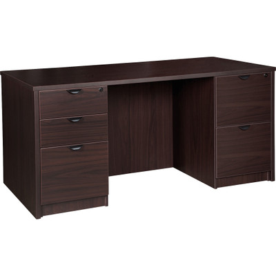 Lorell Prominence 2.0 Double-Pedestal Desk - x 1" Thickness Top, 29" Height x 66" Width x 30" Depth - 5 x File, Box Drawer(s) - Double Pedestal - Band Edge - Material: Particleboard - Finish: Espresso Laminate, Thermofused Melamine (TFM) - 1 Each