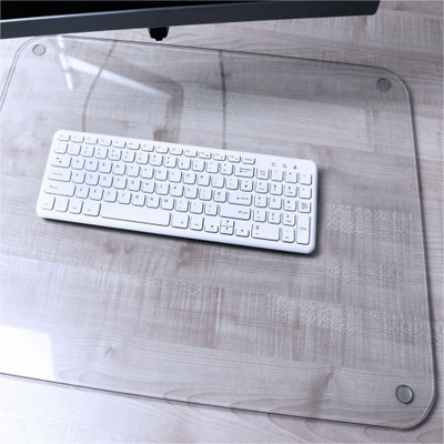 Floortex Desktex&reg; Glaciermat Glass Desk Pad - 19" x 24" - Rectangular - 19" Width x 24" Length x 0.20000" Depth - Clear Backing - Tempered Glass - Clear
