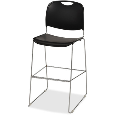 Lorell Bistro-Height Chair - Black Seat Color - Plastic Seat Material - Black Back Color - Plastic Back Material - Chrome Frame Color - Steel Frame Material - 1 Each