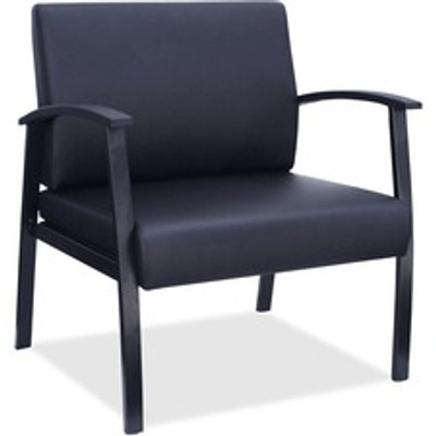 Lorell Big & Tall Guest Chair - Steel Frame Material - Four-legged Base - Black - Bonded Leather - Armrest - 1 Each