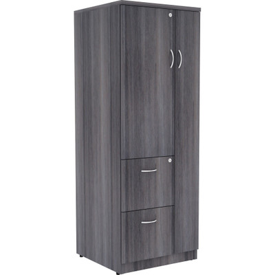 Lorell Essentials/Revelance Tall Storage Cabinet - 65.6" Height x 23.6" Width x 23.6" Depth - 2 - 2 Shelve(s) - Material: Medium Density Fiberboard (MDF), Particleboard - Finish: Weathered Charcoal - Abrasion Resistant - 1 Each