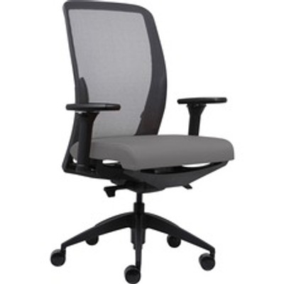 Lorell Executive Mesh High-Back Office Chair - Gray Seat Color - Vinyl Seat Material - High Back - Armrest - 1 Each