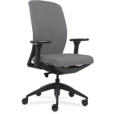 Lorell Executive High-Back Office Chair - Gray Seat Color - Fabric Seat Material - Gray Back Color - Fabric Back Material - Black Frame Color - High Back - Vinyl - Armrest - 1 Each