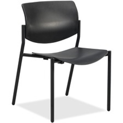 Lorell Advent Molded Stack Chairs - Black Seat Color - Plastic Seat Material - Black Back Color - Plastic Back Material - Black, Powder Coated Frame Color - Tubular Steel Frame Material - Four-legged Base - 2 / Carton