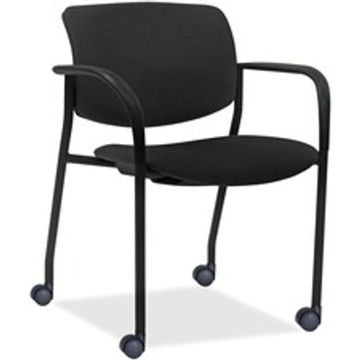 Lorell Advent Mobile Stack Chairs with Arms - Black Seat Color - Foam, Vinyl Seat Material - Black Back Color - Plastic Back Material - Powder Coated, Black Frame Color - Tubular Steel Frame Material - Four-legged Base - Armrest - 2 / Carton