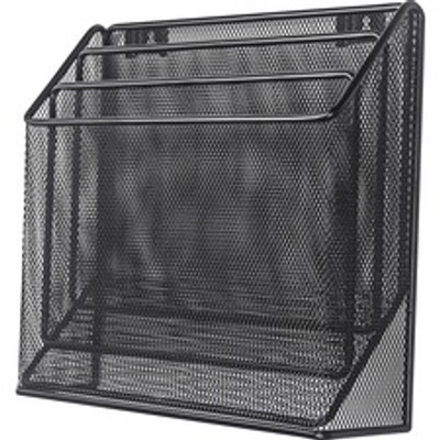 Lorell Mesh Desktop Organizer - 3 Tier(s) - 11.42" Height x 3.54" Width x 12.72" Length - Desktop - Durable - Black - Metal - 1 Each