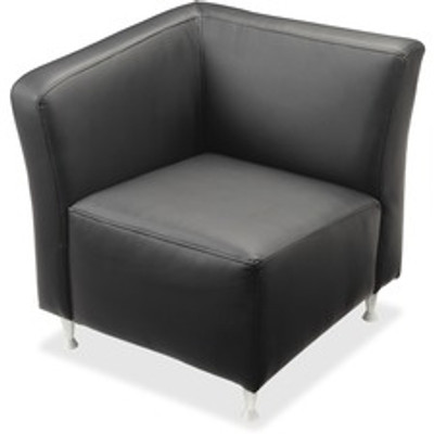 Lorell Fuze Modular Series Right Lounge Chair - Black Seat Color - Leather Seat Material - Black Back Color - Leather Back Material - High Back - 1 Each