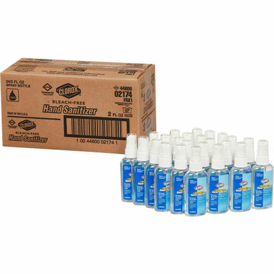 Clorox Commercial Solutions Hand Sanitizer Spray - 2 fl oz - Spray Bottle Dispenser - Kill Germs - Hand - Moisturizing - Clear - Non-sticky, Non-greasy, Bleach-free - 24 / Carton