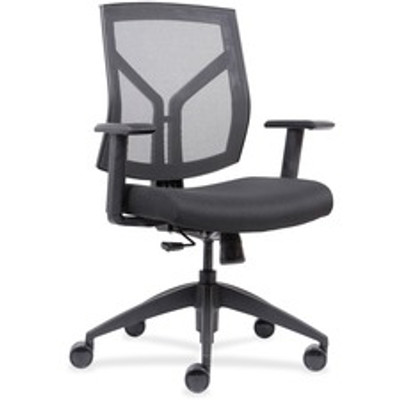Lorell Mesh Mid-Back Office Chair - Black Seat Color - Vinyl, Foam Seat Material - Black Frame Color - Mid Back - 1 Each