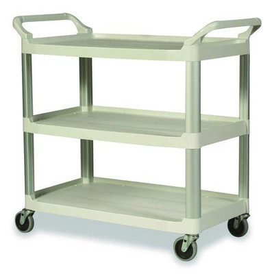 Open Sided Utility Cart, Three-shelf, 40.63w X 20d X 37.81h, Off-white