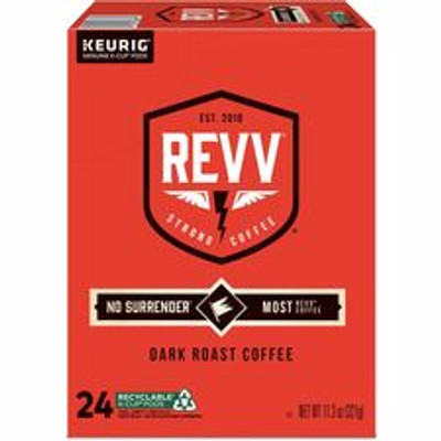 revv&reg; K-Cup, Pod No Surrender Keurig Single-Serve K-Cup Pods, Dark Roast Coffee, 24 Count - Compatible with Keurig Brewer - Dark - K-Cup, Pod - Kosher - 24 / Pack