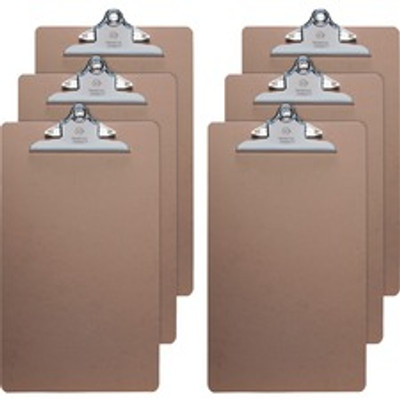 Business Source Hardboard Clipboard - 9" x 15 1/2" Sheet Size - Hardboard - Brown - 6 / Bundle
