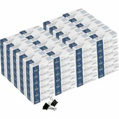 Business Source Fold-back Binder Clips - Medium - 1.3" Length x 1.3" Width - 0.63" Size Capacity - Black - Steel - 1 Dozen/Box - 120 / Carton