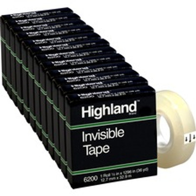 Highland 1/2"W Matte-finish Invisible Tape - 36 yd Length x 0.50" Width - 1" Core - Matte - Clear - For Mending, Splicing, Holding - 12 / Box