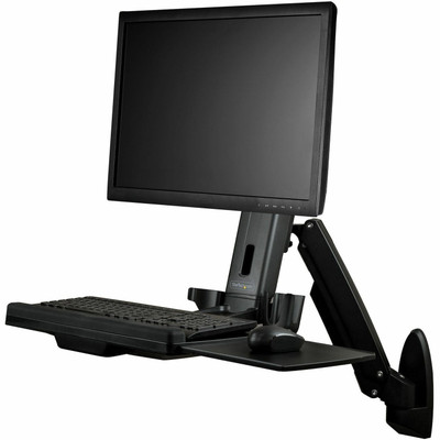 StarTech.com Wall Mount for Monitor, Keyboard, Mouse, Scanner - Black - TAA Compliant - Height Adjustable - 1 Display(s) Supported - 34" Screen Support - 23.20 lb Load Capacity - 75 x 75, 100 x 100 - Steel, Aluminum, Plastic - 1 Each