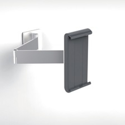DURABLE Tablet Holder Wall Arm - 8.9" Height x 3.7" Width x 6.7" Depth - Steel, Aluminum, Acrylonitrile Butadiene Styrene (ABS) - Silver - 180&deg; Swivel - 1 Each