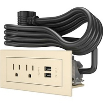 Wiremold Radiant Furniture Power Center (2) Outlet (2) USB, White - 2 x AC Power, 2 x USB - 3.10 A Current - Surface-mountable - Light Almond