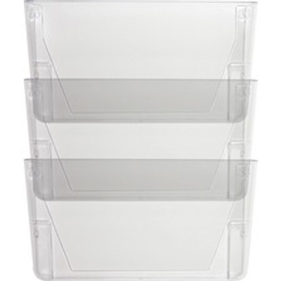 Lorell Wall File Pockets - 14.75" Height x 13.13" Width x 4.25" Depth - Clear - 3 / Pack
