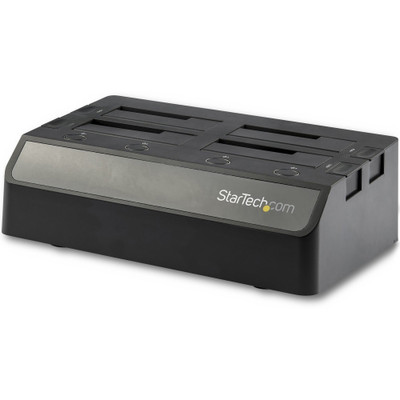 StarTech.com Drive Dock SATA/600 - USB 3.1 Type C Host Interface - UASP Support External - Black - Hot Swappable Bays - 4 x HDD Supported - 4 x SSD Supported - 4 x Total Bay - 4 x 2.5"/3.5" Bay - Plastic