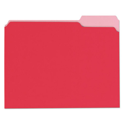 Deluxe Colored Top Tab File Folders, 1/3-cut Tabs: Assorted, Letter Size, Red/light Red, 100/box