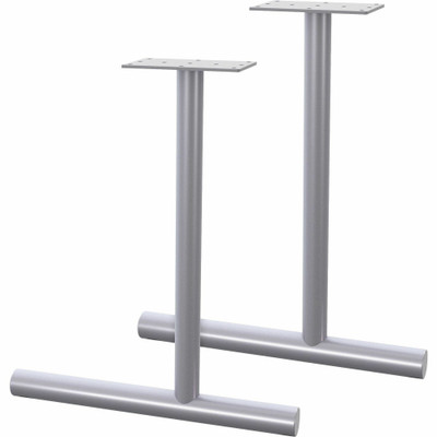 Lorell Training Table C-Leg Table Base with Glides - Metallic Silver C-leg Base - 1 Set
