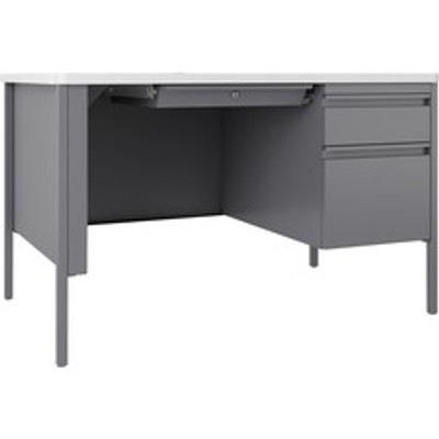 Lorell Fortress Series 48" Right-Pedestal Teachers Desk - 29.5" Height x 48" Width x 30" DepthBox, File Drawer(s) - Single Pedestal on Right Side - T-mold Edge - Finish: Gray - 1 Each