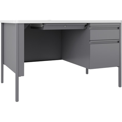 Lorell Fortress Series 48" Right-Pedestal Teachers Desk - 29.5" Height x 48" Width x 30" DepthBox, File Drawer(s) - Single Pedestal on Right Side - T-mold Edge - Finish: Gray - 1 Each