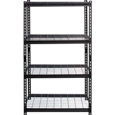 Lorell Wire Deck Shelving - 4 Shelf(ves) - 60" Height x 36" Width x 18" Depth - 30% Recycled - Black - Steel - 1 Each