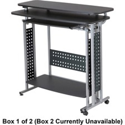 Safco Scoot Standing Height Desk - Box 1 of 2 - Laminated Rectangle, Black Top - 47.25" Table Top Width x 20" Table Top Depth - 43.25" Height - Assembly Required - 1 Each