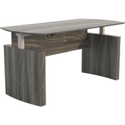 Safco Medina Curved-End Height-Adjustable Desktop - Gray Steel Rectangle Top - 72" Table Top Width x 36" Table Top Depth x 1" Table Top Thickness - Assembly Required - 1 Each