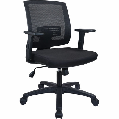 Lorell SOHO Mesh Mid-back Task Chair - Black Seat Color - Fabric Seat Material - Black Back Color - Mesh Back Material - Mid Back - 5-star Base - Armrest - 1 Each