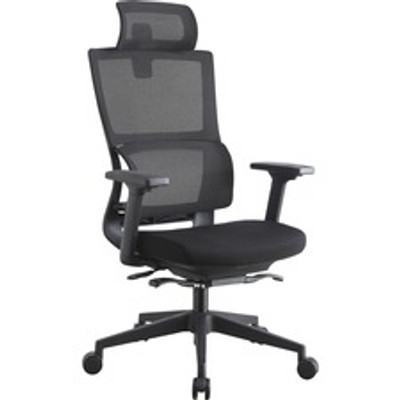 Lorell Mesh High-Back Chair w/Headrest - Black Seat Color - Black Back Color - Mesh Back Material - High Back - 5-star Base - 1 Each